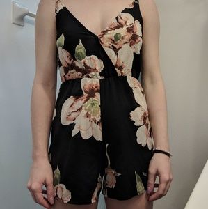 Black floral romper